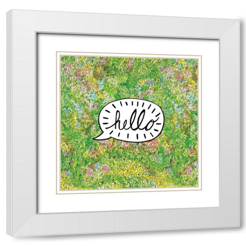 Hello White Modern Wood Framed Art Print with Double Matting by Frazer, Amy