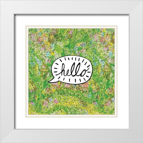 Hello White Modern Wood Framed Art Print with Double Matting by Frazer, Amy