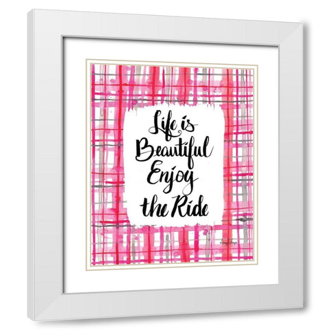 Enjoy the Ride White Modern Wood Framed Art Print with Double Matting by Frazer, Amy