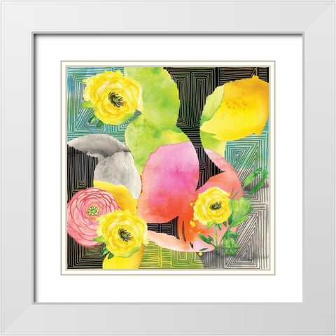 Geo Watercolor White Modern Wood Framed Art Print with Double Matting by Frazer, Amy