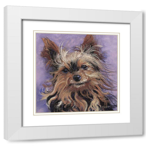 Teacup Yorkie White Modern Wood Framed Art Print with Double Matting by Golubski, Becky