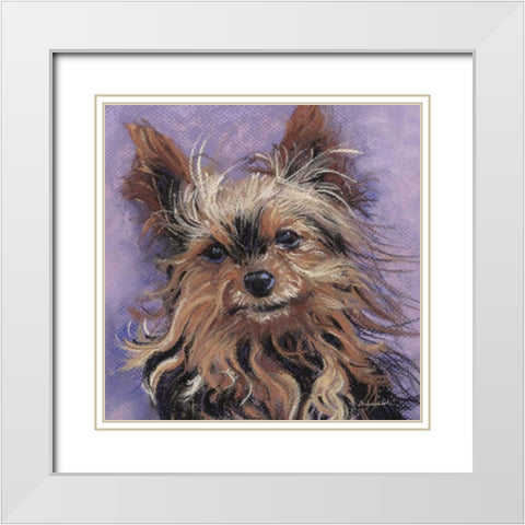 Teacup Yorkie White Modern Wood Framed Art Print with Double Matting by Golubski, Becky