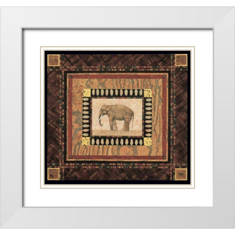 Elephant White Modern Wood Framed Art Print with Double Matting by Gladding, Pamela