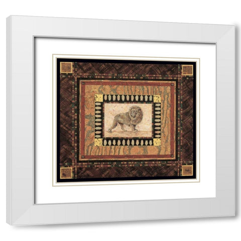 Lion White Modern Wood Framed Art Print with Double Matting by Gladding, Pamela