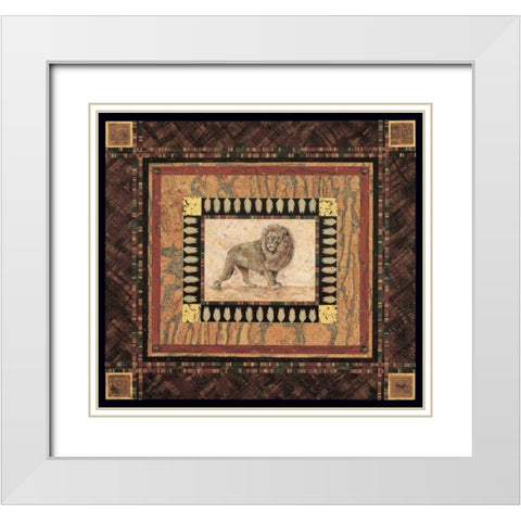 Lion White Modern Wood Framed Art Print with Double Matting by Gladding, Pamela