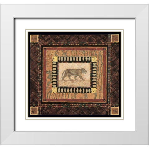Tiger White Modern Wood Framed Art Print with Double Matting by Gladding, Pamela