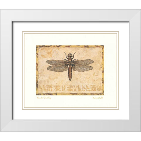 Dragonfly IV White Modern Wood Framed Art Print with Double Matting by Gladding, Pamela