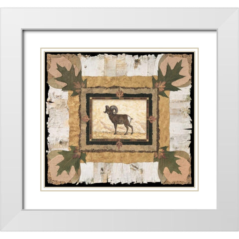 Big Horn Ram White Modern Wood Framed Art Print with Double Matting by Gladding, Pamela