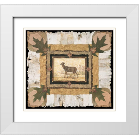 Spotted Doe White Modern Wood Framed Art Print with Double Matting by Gladding, Pamela