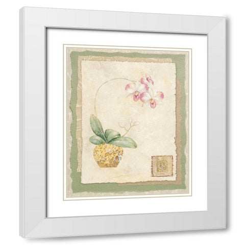Orchid I White Modern Wood Framed Art Print with Double Matting by Gladding, Pamela