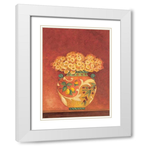 Tuscan Bouquet II White Modern Wood Framed Art Print with Double Matting by Gladding, Pamela