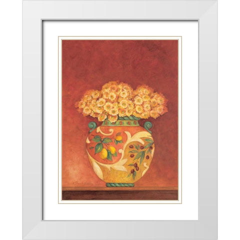 Tuscan Bouquet II White Modern Wood Framed Art Print with Double Matting by Gladding, Pamela
