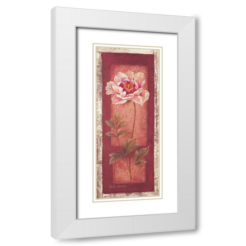 Red Door Peony White Modern Wood Framed Art Print with Double Matting by Gladding, Pamela