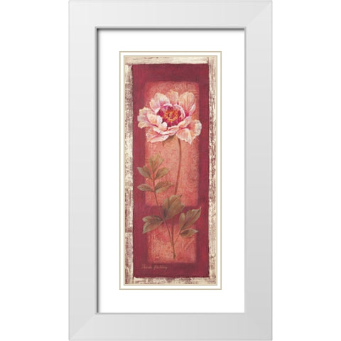 Red Door Peony White Modern Wood Framed Art Print with Double Matting by Gladding, Pamela