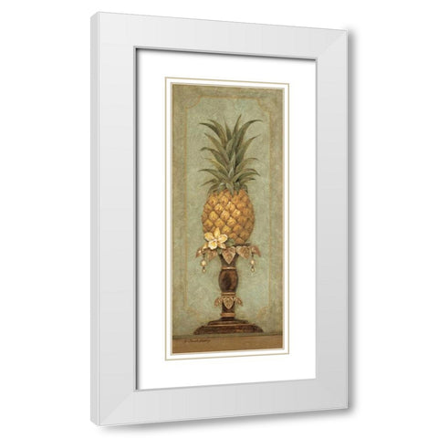 Pineapple and Pearls II White Modern Wood Framed Art Print with Double Matting by Gladding, Pamela