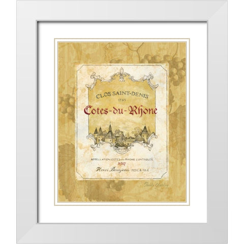 Cotes du Rhone White Modern Wood Framed Art Print with Double Matting by Gladding, Pamela