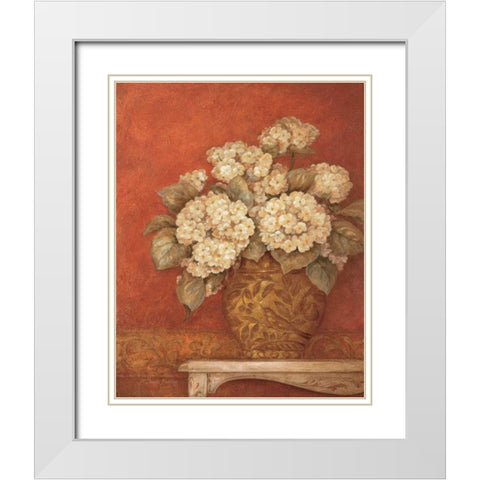 Villa Flora Hydrangeas White Modern Wood Framed Art Print with Double Matting by Gladding, Pamela