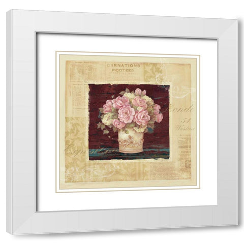 Vintage Rose Pink White Modern Wood Framed Art Print with Double Matting by Gladding, Pamela