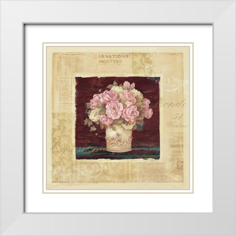 Vintage Rose Pink White Modern Wood Framed Art Print with Double Matting by Gladding, Pamela