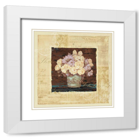 Vintage Rose Yellow White Modern Wood Framed Art Print with Double Matting by Gladding, Pamela