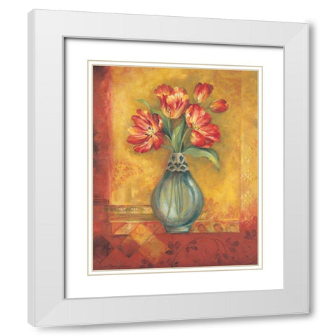Pandoras Tulips White Modern Wood Framed Art Print with Double Matting by Gladding, Pamela