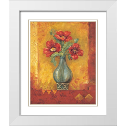 Pandoras Poppies White Modern Wood Framed Art Print with Double Matting by Gladding, Pamela