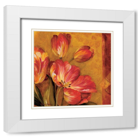 Pandoras Bouquet III White Modern Wood Framed Art Print with Double Matting by Gladding, Pamela