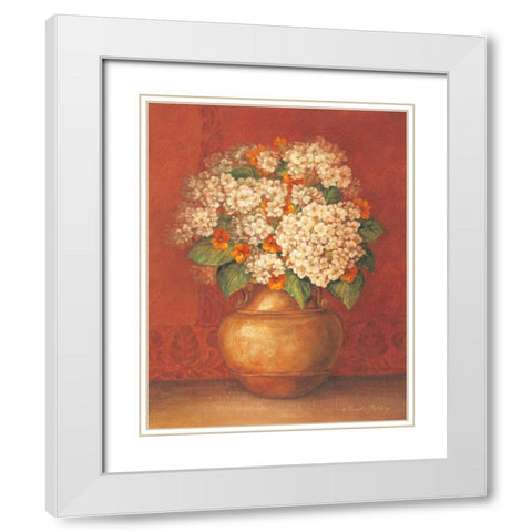 Tuscan Hydrangeas White Modern Wood Framed Art Print with Double Matting by Gladding, Pamela