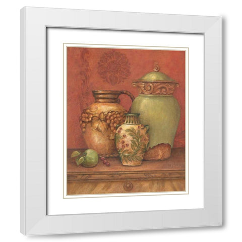 Tuscan Urns II White Modern Wood Framed Art Print with Double Matting by Gladding, Pamela