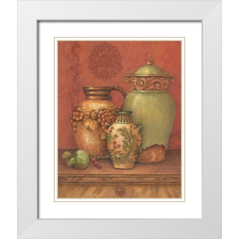 Tuscan Urns II White Modern Wood Framed Art Print with Double Matting by Gladding, Pamela