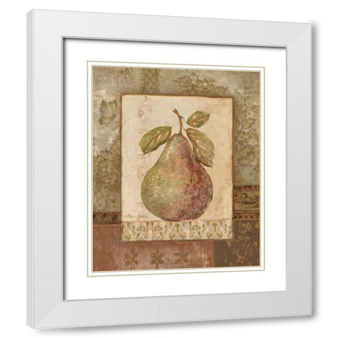 Rustic Pears I White Modern Wood Framed Art Print with Double Matting by Gladding, Pamela