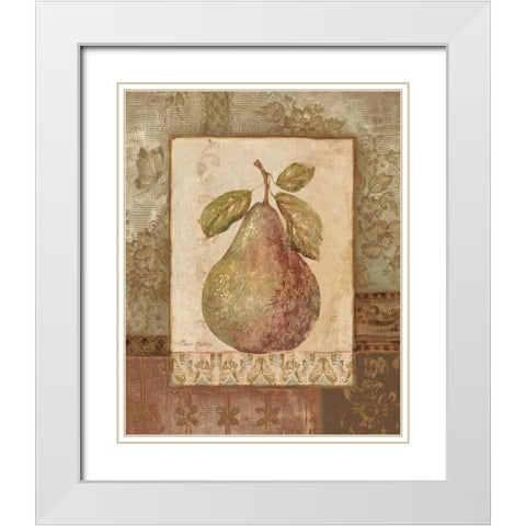 Rustic Pears I White Modern Wood Framed Art Print with Double Matting by Gladding, Pamela