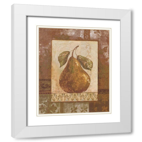 Rustic Pears II White Modern Wood Framed Art Print with Double Matting by Gladding, Pamela