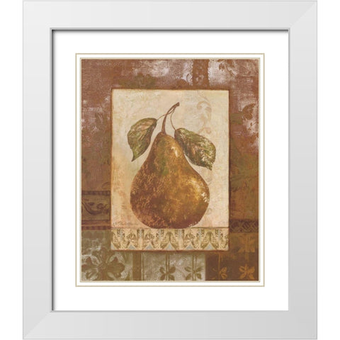 Rustic Pears II White Modern Wood Framed Art Print with Double Matting by Gladding, Pamela
