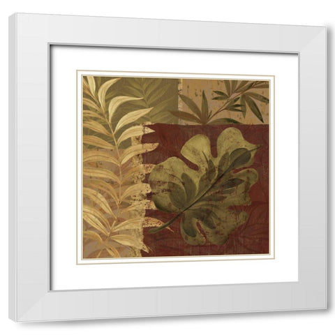 Tropical Foliage I White Modern Wood Framed Art Print with Double Matting by Gladding, Pamela