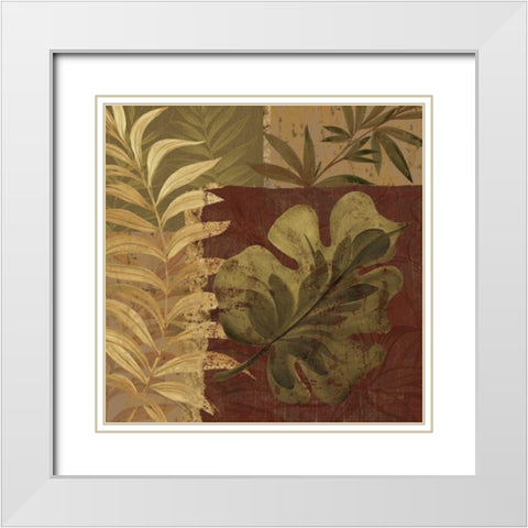 Tropical Foliage I White Modern Wood Framed Art Print with Double Matting by Gladding, Pamela