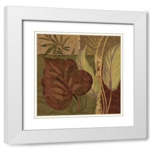 Tropical Foliage II White Modern Wood Framed Art Print with Double Matting by Gladding, Pamela