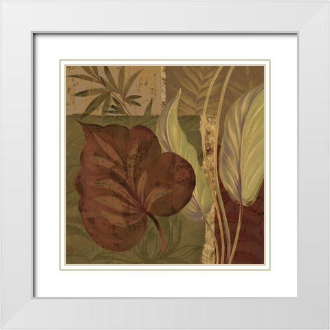 Tropical Foliage II White Modern Wood Framed Art Print with Double Matting by Gladding, Pamela