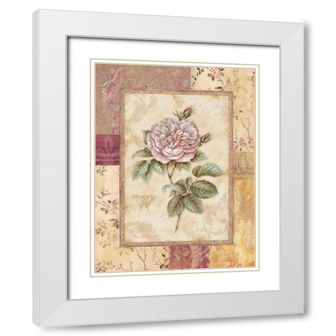 Provence Rose II White Modern Wood Framed Art Print with Double Matting by Gladding, Pamela