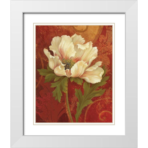 Il Ballo Rosso I White Modern Wood Framed Art Print with Double Matting by Gladding, Pamela