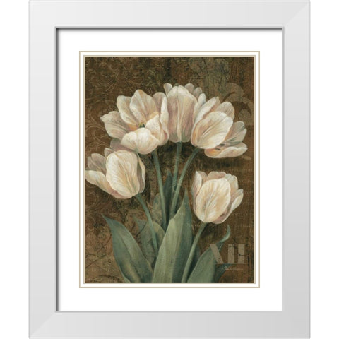 Petit Jardin Tulips White Modern Wood Framed Art Print with Double Matting by Gladding, Pamela