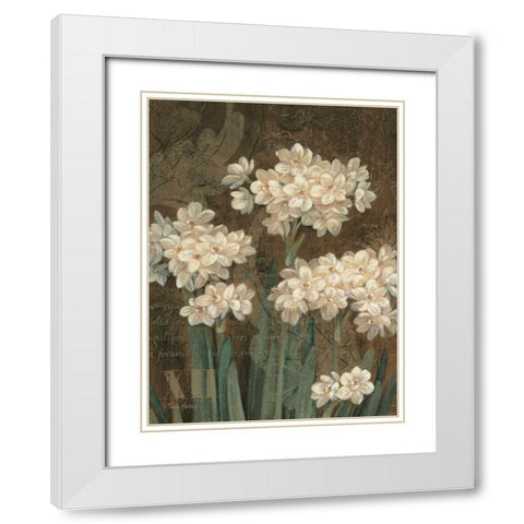 Petit Jardin Narcissus White Modern Wood Framed Art Print with Double Matting by Gladding, Pamela