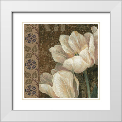 Petit Jardin Square I White Modern Wood Framed Art Print with Double Matting by Gladding, Pamela