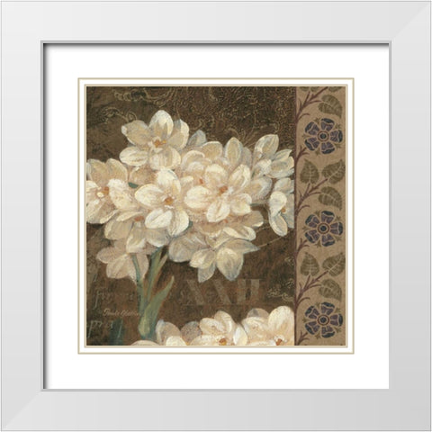 Petit Jardin Square II White Modern Wood Framed Art Print with Double Matting by Gladding, Pamela