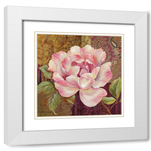 Esperance Rose White Modern Wood Framed Art Print with Double Matting by Gladding, Pamela