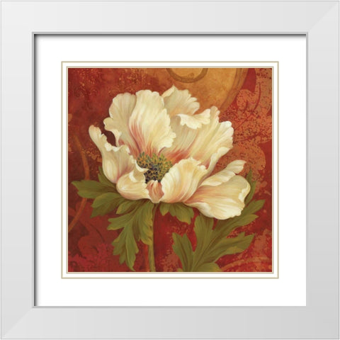 Il Ballo Rosso Square I White Modern Wood Framed Art Print with Double Matting by Gladding, Pamela