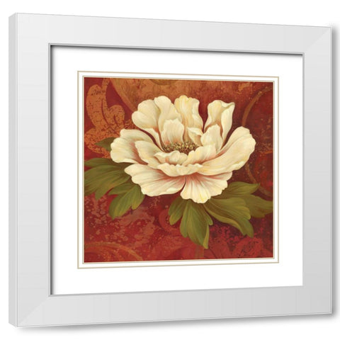 Il Ballo Rosso Square II White Modern Wood Framed Art Print with Double Matting by Gladding, Pamela