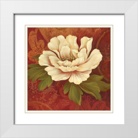 Il Ballo Rosso Square II White Modern Wood Framed Art Print with Double Matting by Gladding, Pamela