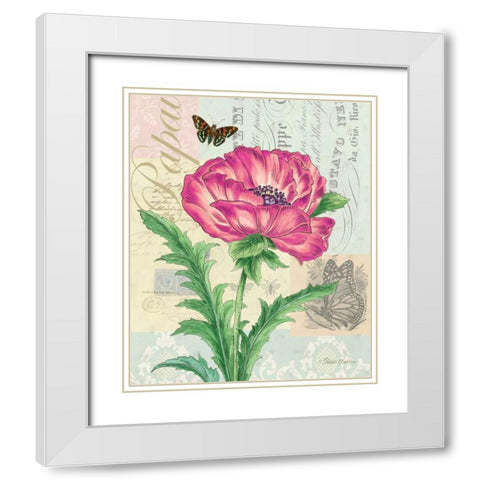 Poppy Collage White Modern Wood Framed Art Print with Double Matting by Gladding, Pamela