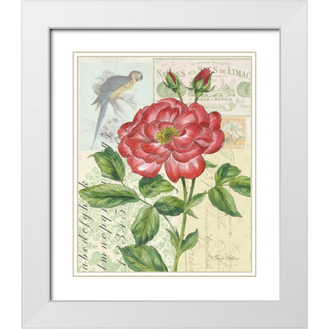 Rose Collage White Modern Wood Framed Art Print with Double Matting by Gladding, Pamela